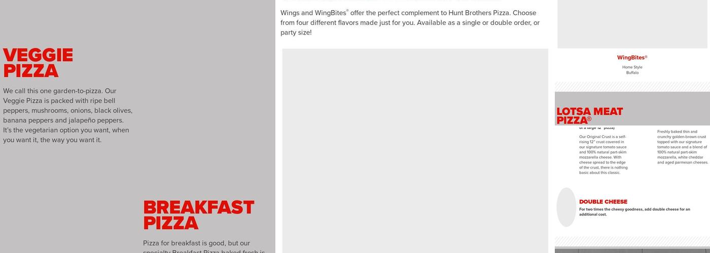 Hunt Brothers Pizza Menu