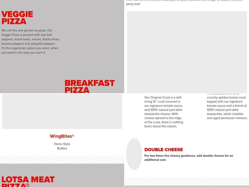 Hunt Brothers Pizza Menu