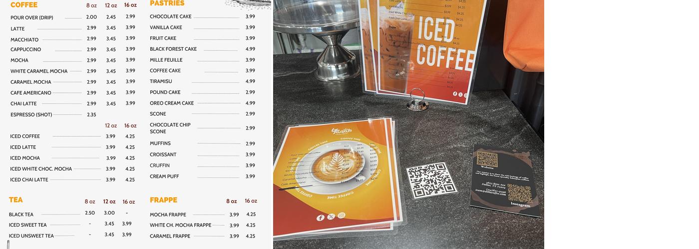 Fanah Cafe & Pastry Menu