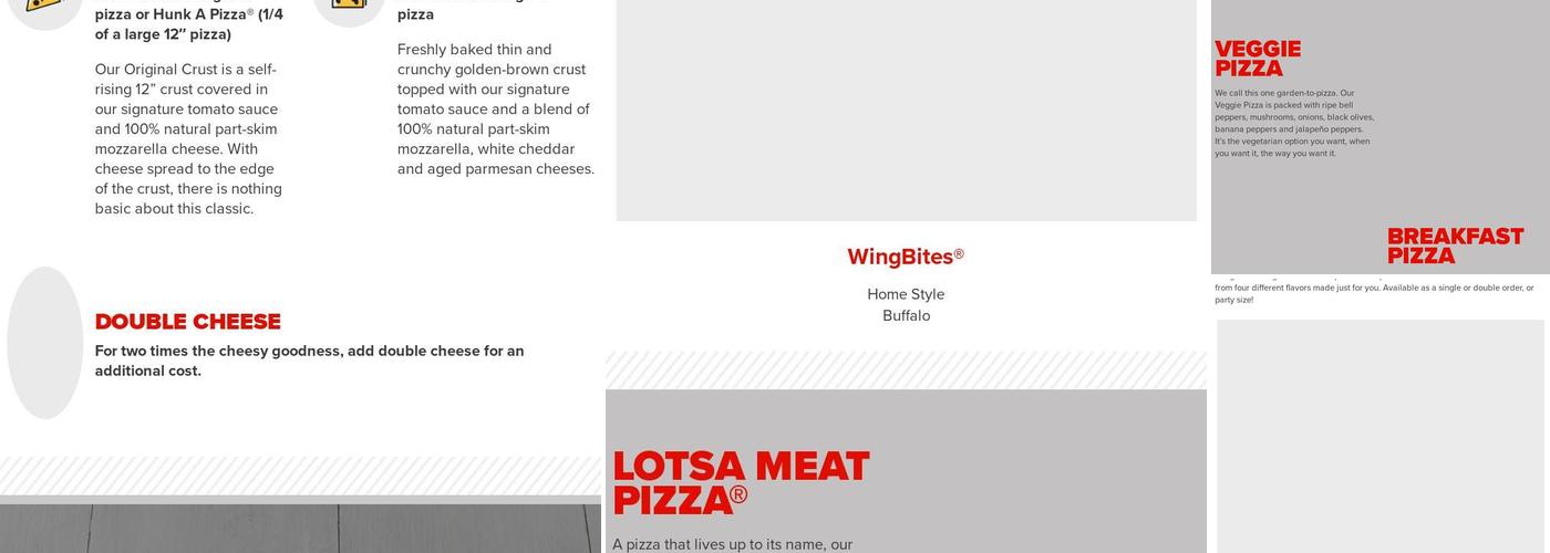 Hunt Brothers Pizza Menu