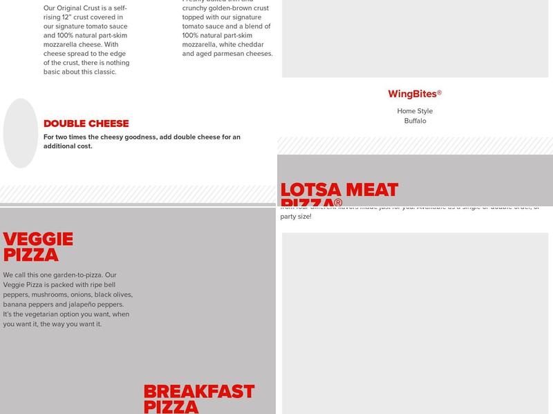 Hunt Brothers Pizza Menu