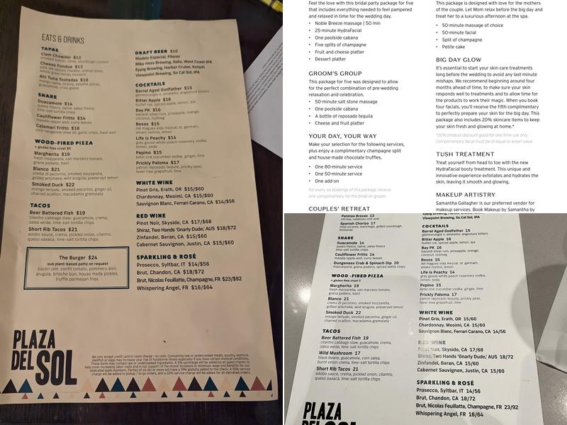 Plaza Del Sol Menu