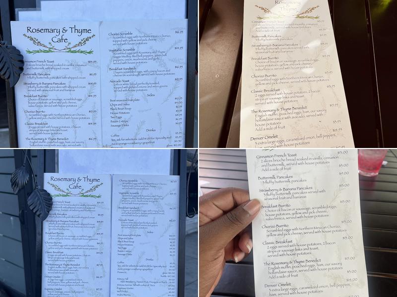 Rosemary & Thyme Cafe Menu