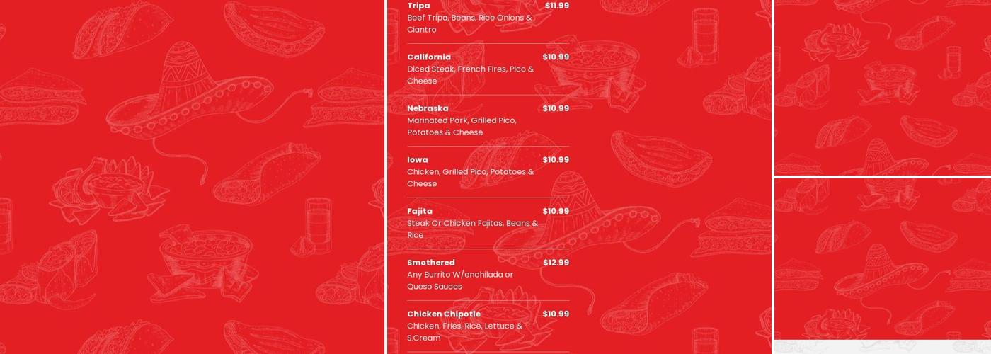 Abelardos Mexican Food Menu