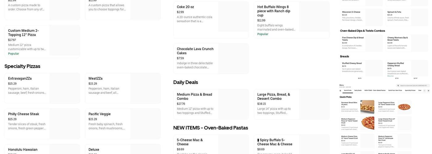 Domino's Pizza Menu