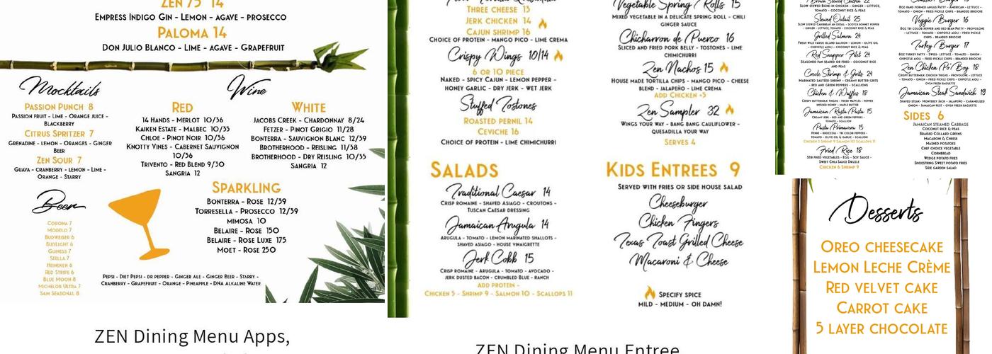 Zen Dining Lounge Menu