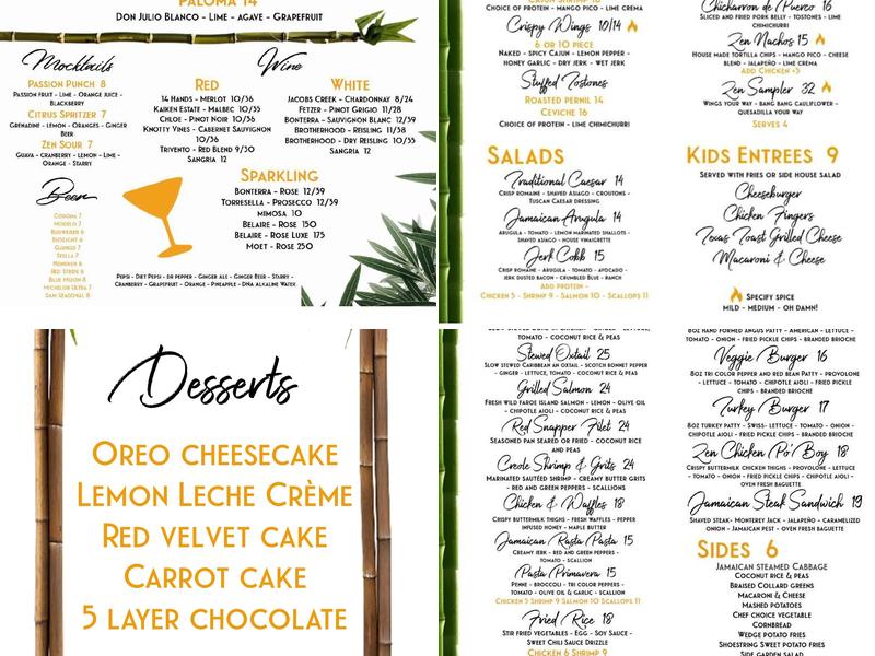 Zen Dining Lounge Menu