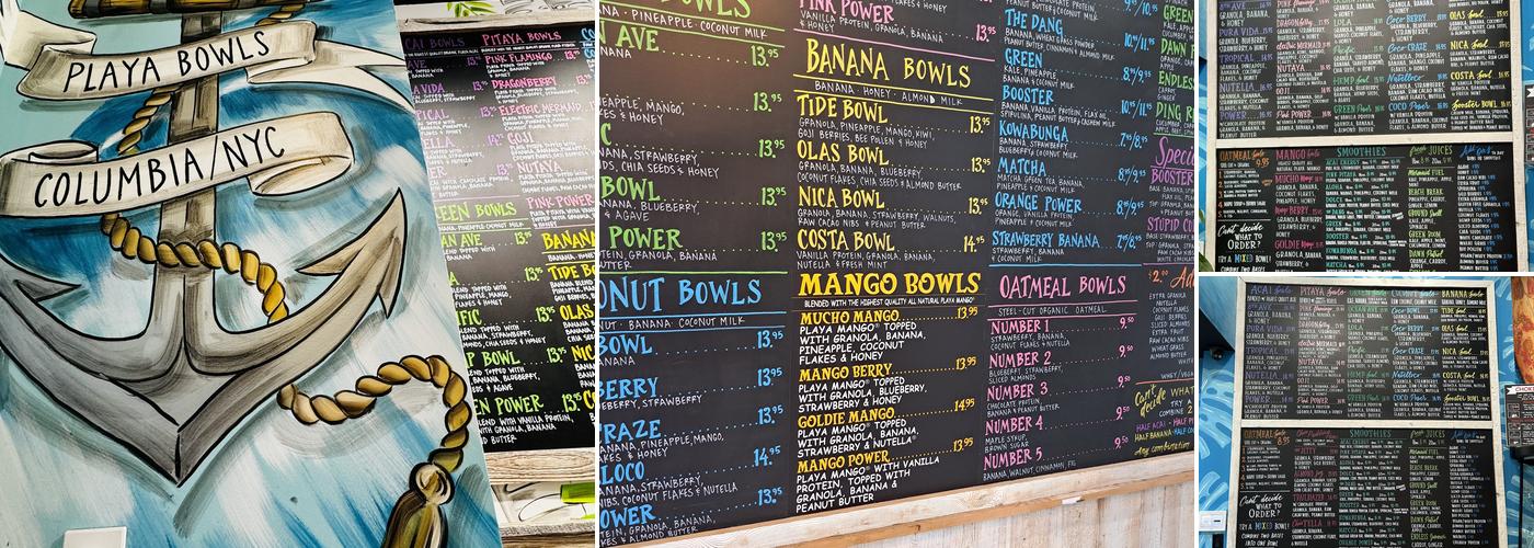 Playa Bowls Menu