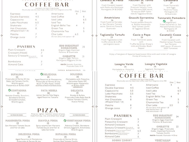 Sogno Toscano Cafe´& Wine Bar Menu