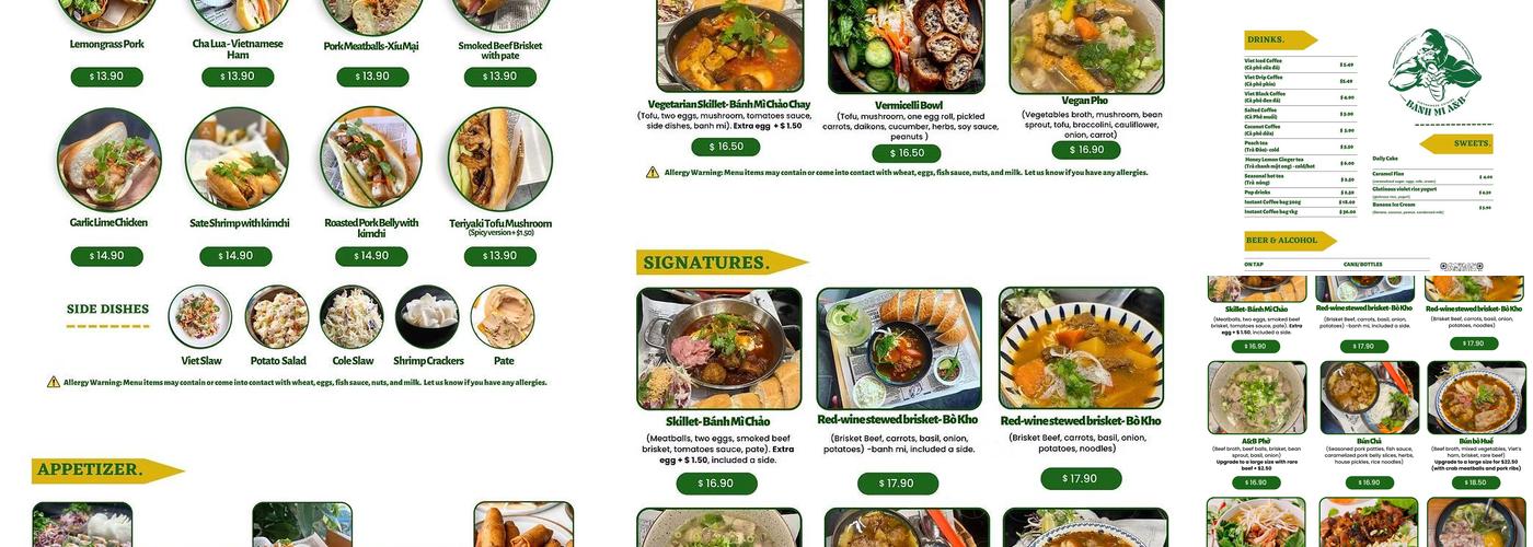 Banh Mi A&B Menu