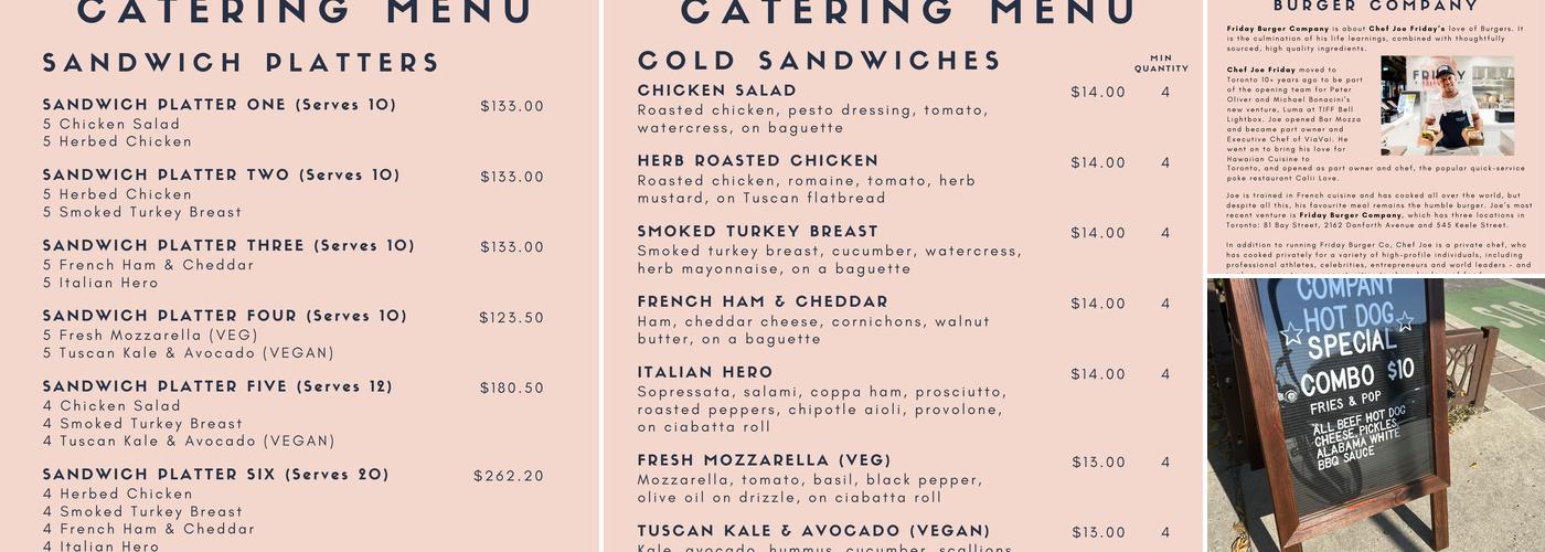 Friday Burger Company Menu