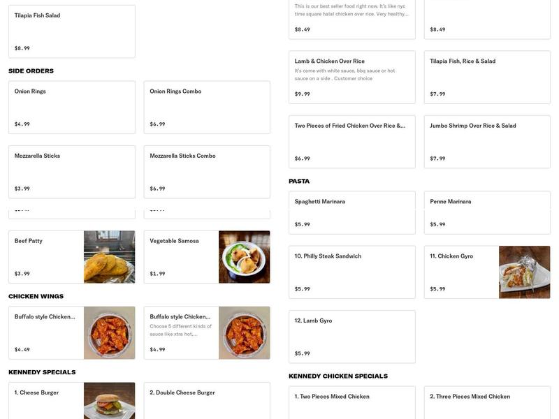 Kennedy Fried Chicken & Pizza Menu
