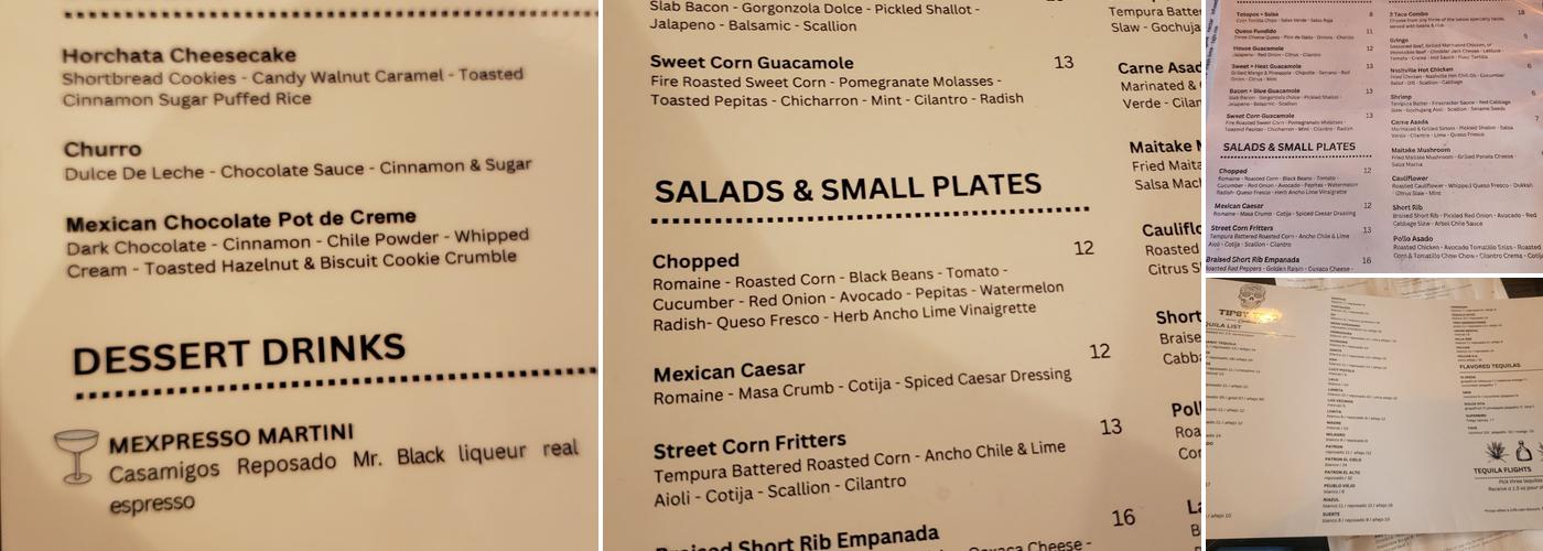 Tipsy Taco Cantina Latham Menu