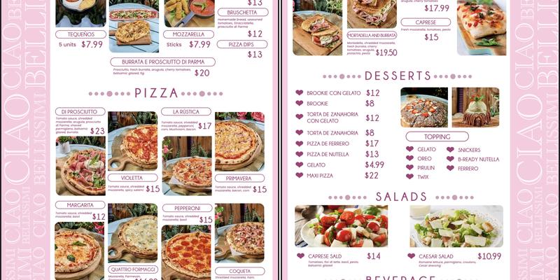 Ciao bellissimi Menu