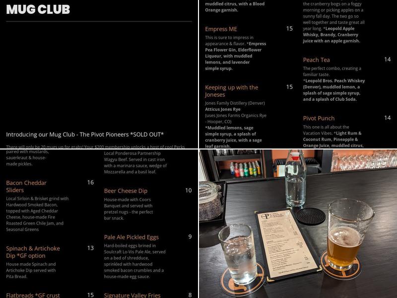 The Pivot Public House Menu