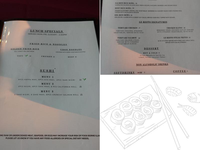 Le Resto: Sushi and Asian Fusion Cuisine Menu