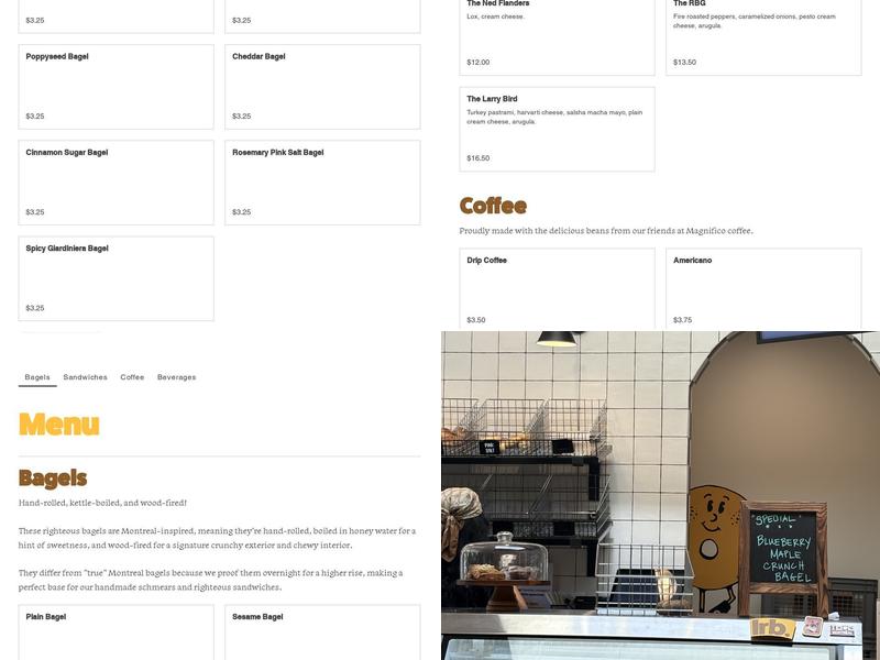 Lefty's Righteous Bagels Menu