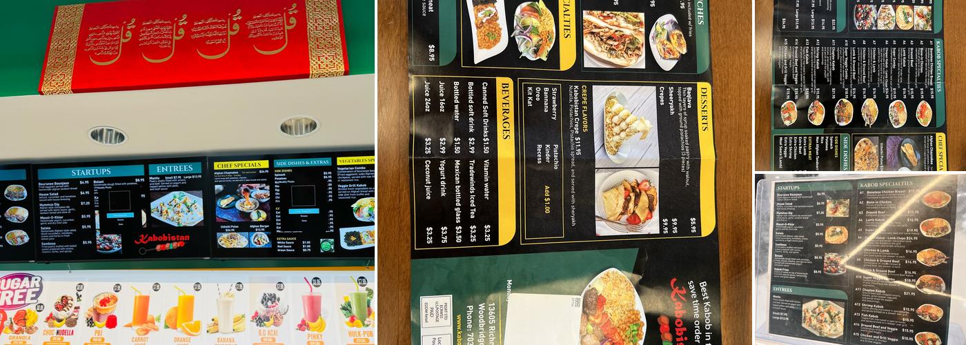 Kabobistan Afghan Sheeryakh Uzbeki Palau Menu