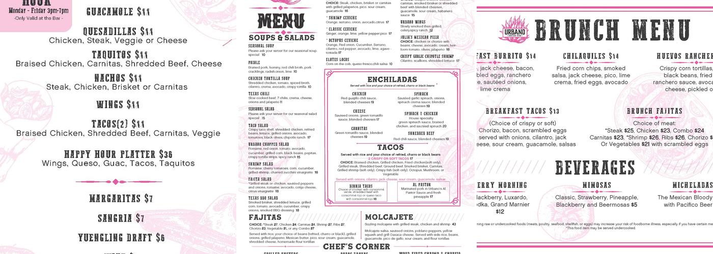 Urbano - Annapolis Menu