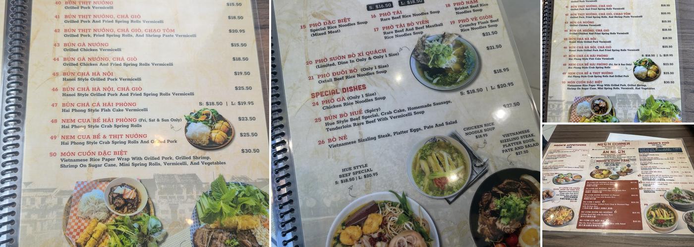 Ngon Corner Vietnamese Cuisine Menu