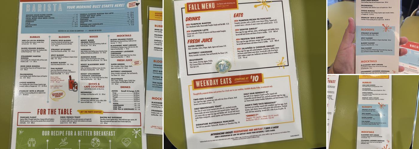 Snooze, an A.M. Eatery Menu