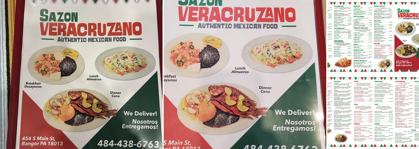 Sazon Veracruzano Menu