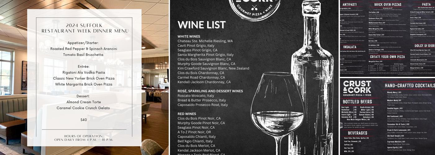 Crust and Cork Menu