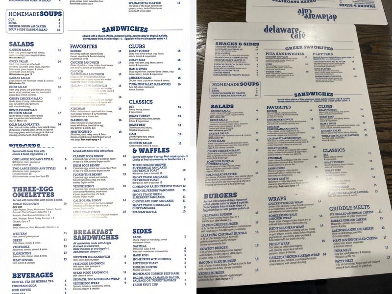 Delaware Cafe Menu