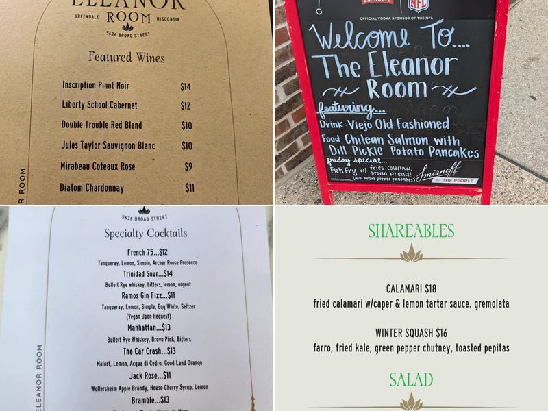 The Eleanor Room Menu