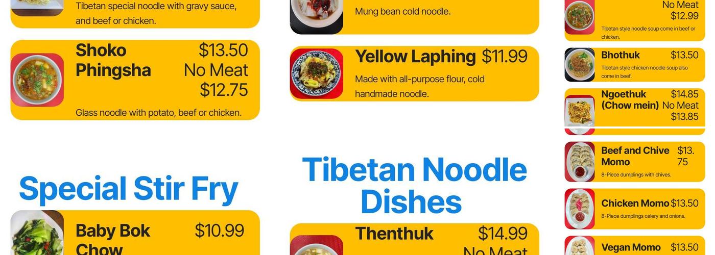 Tibet Kitchen Menu