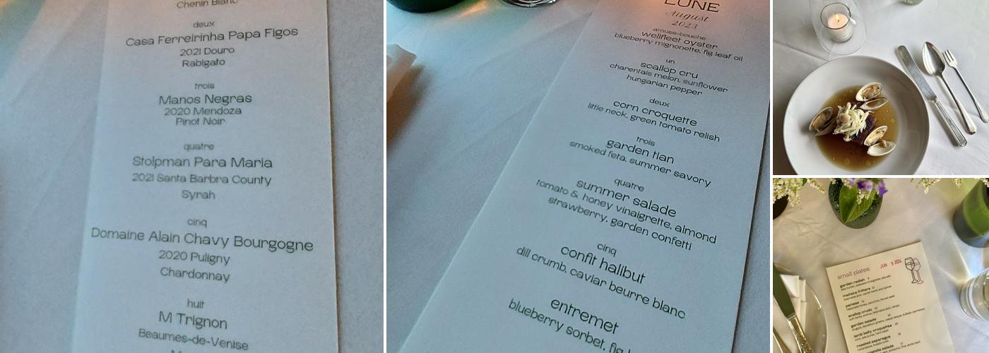 LUNE Menu