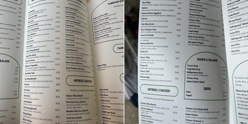 Agra Indian Masala - BYOB Menu