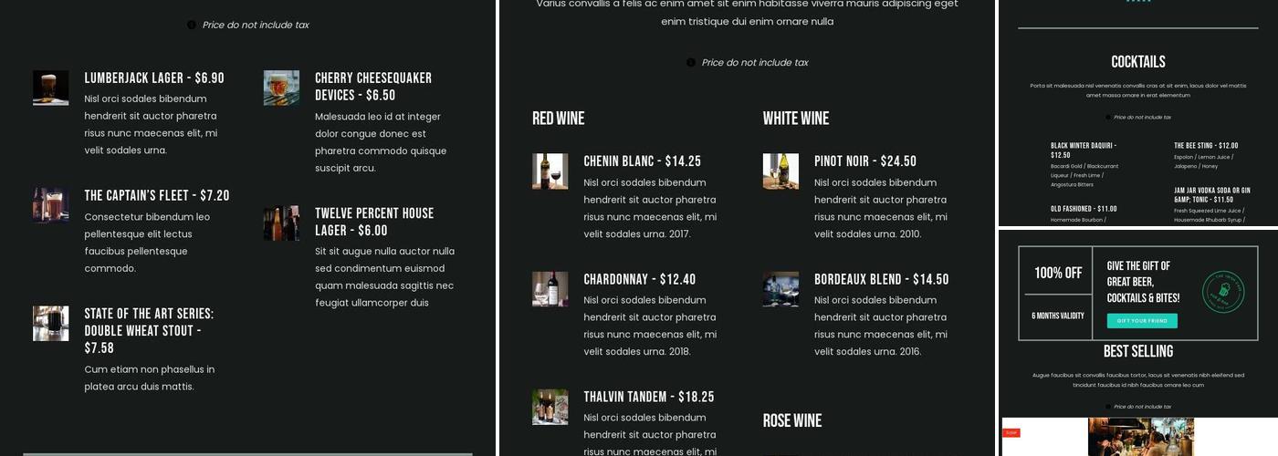 Horn Pub Menu