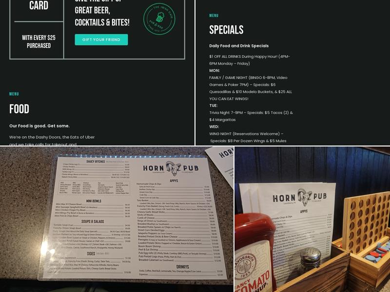Horn Pub Menu
