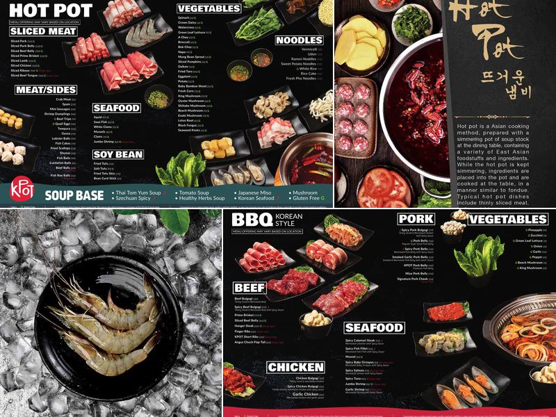 KPOT Korean BBQ & Hot Pot Menu