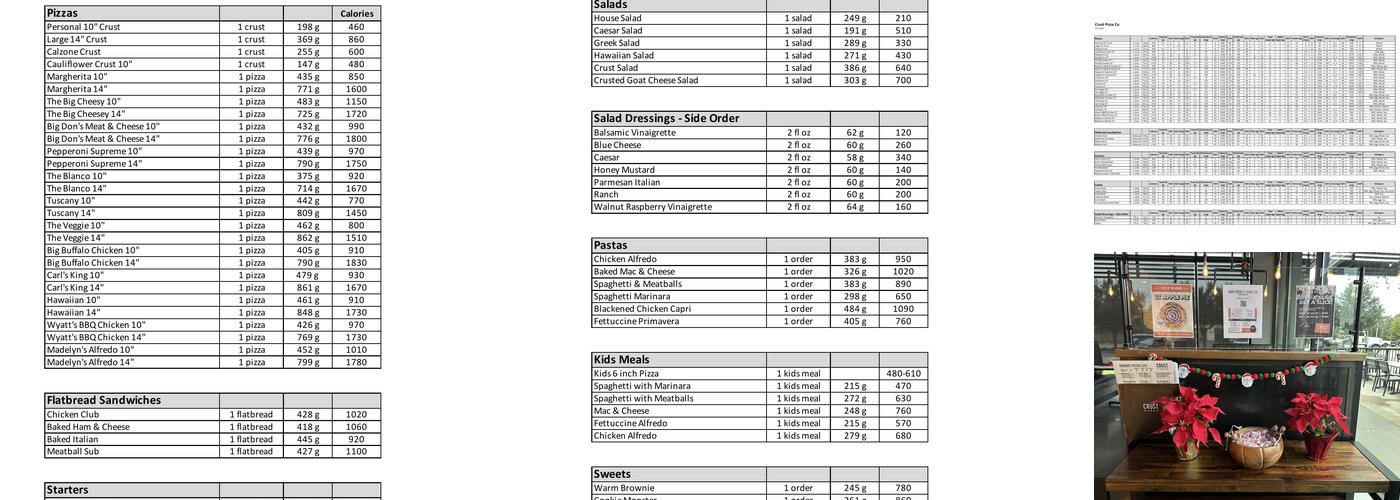 Crust Pizza Co. - Conroe 336 Menu