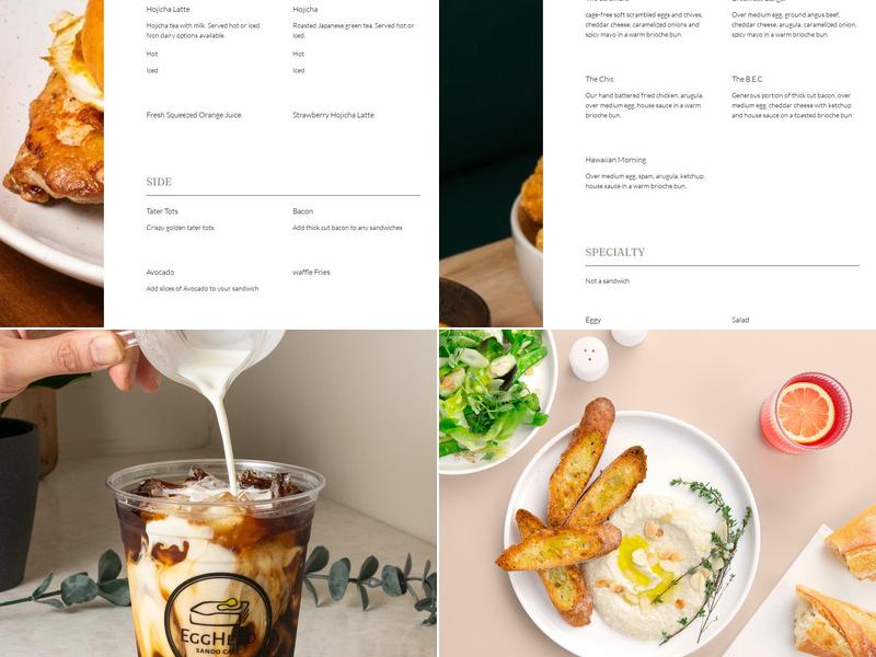 Egghead/ Sando Cafe Menu