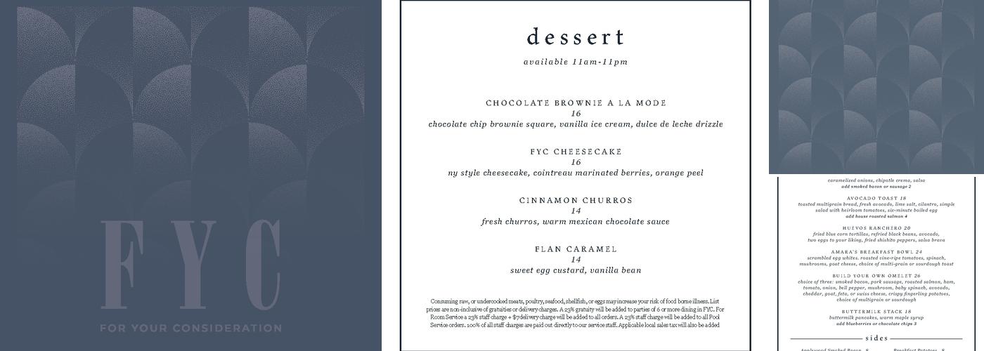 FYC Bar + Kitchen Menu