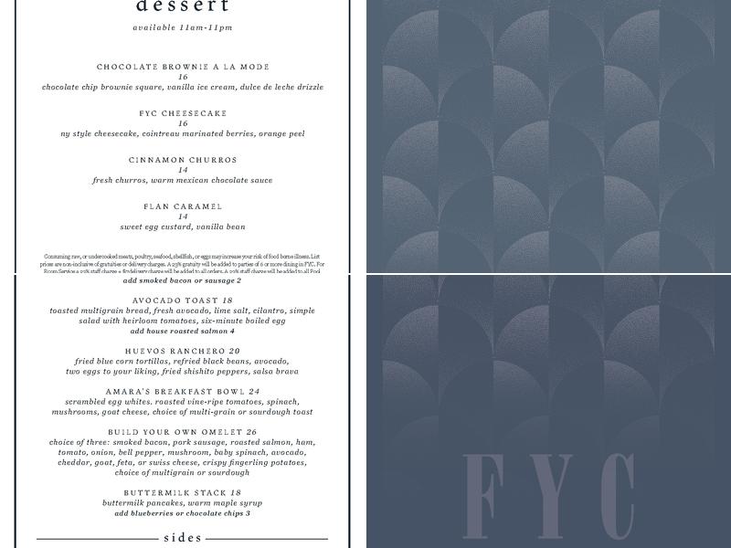 FYC Bar + Kitchen Menu