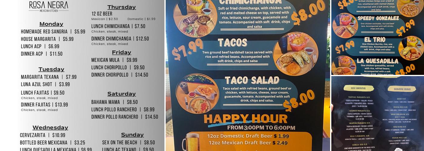 Rosa Negra Mexican Kitchen Menu