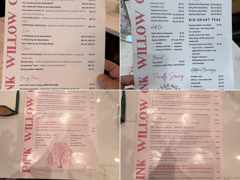 Pink Willow Café Menu