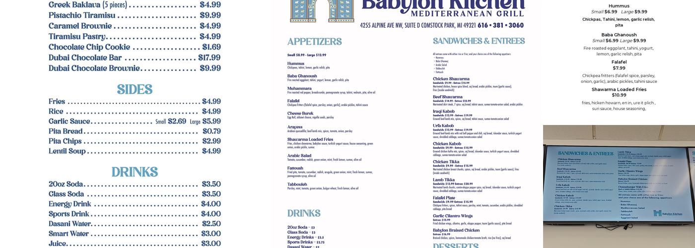 Babylon Kitchen Menu