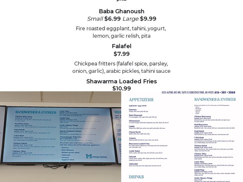 Babylon Kitchen Menu