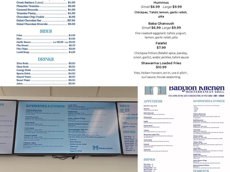Babylon Kitchen Menu