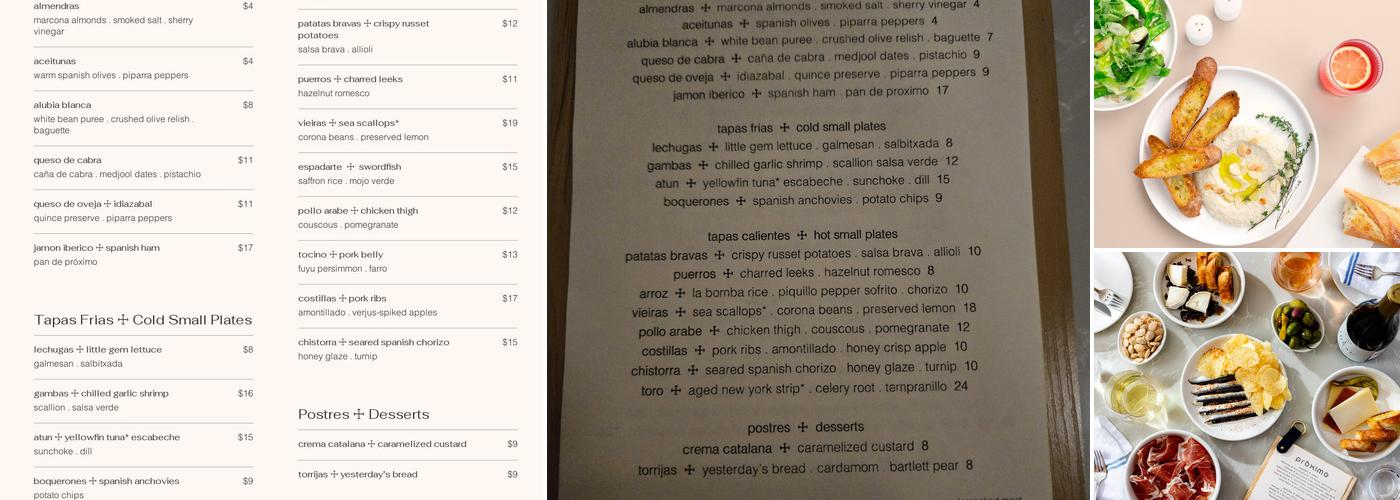 Proximo Menu