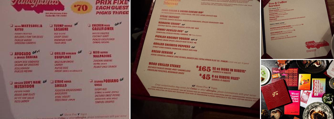 Fancypants Menu