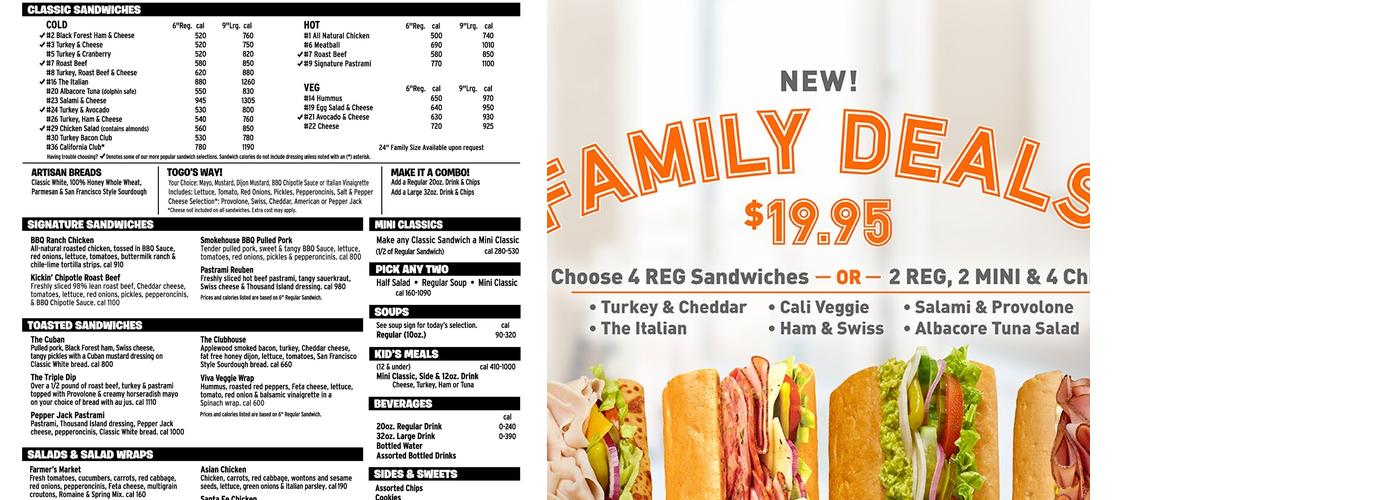 TOGO'S Sandwiches Menu