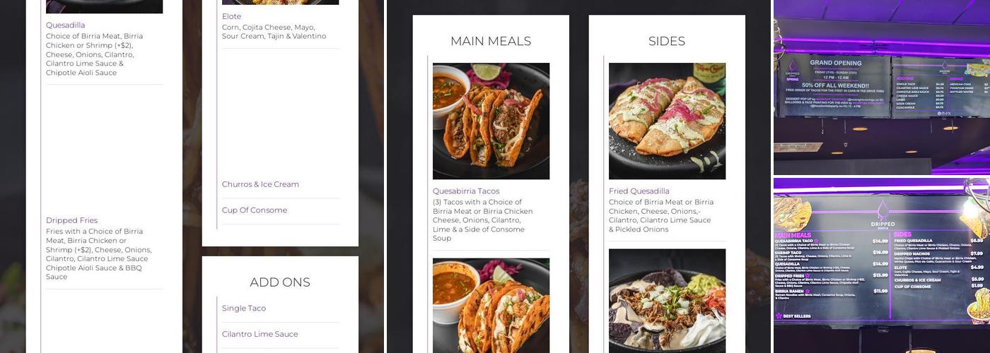Dripped Birria (Spring) Menu