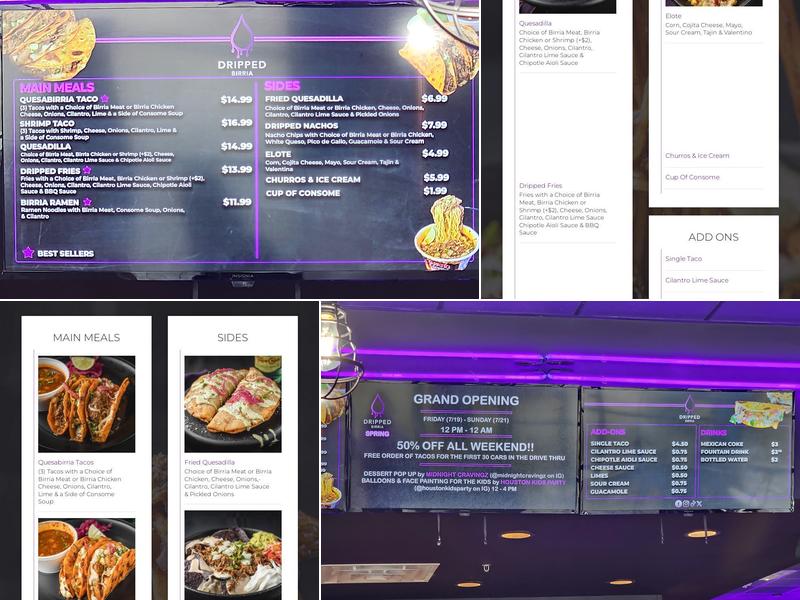 Dripped Birria (Spring) Menu