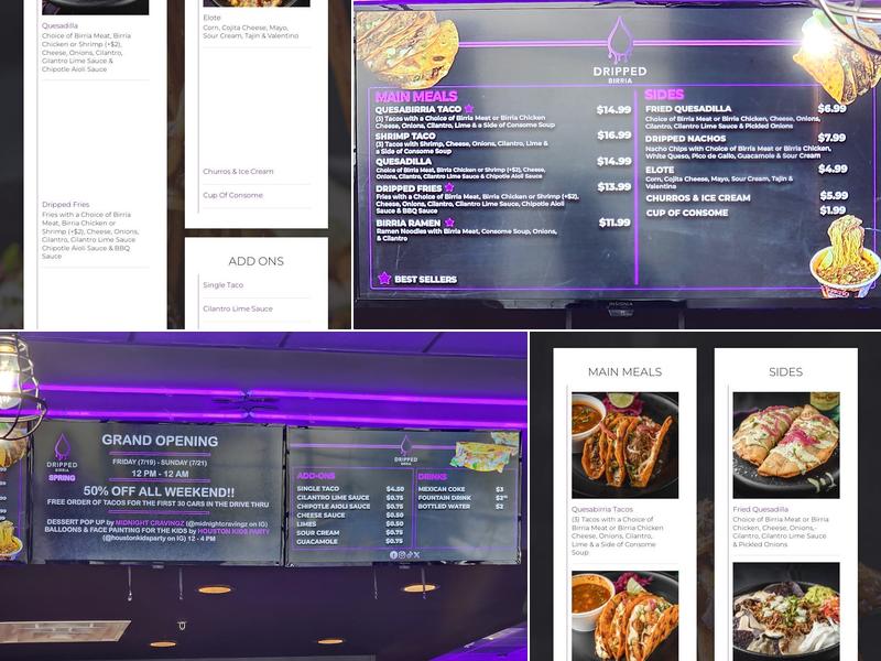 Dripped Birria (Spring) Menu